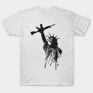 Pro Second Amendment 2A Lady Liberty With Raised Firearm T-Shirt